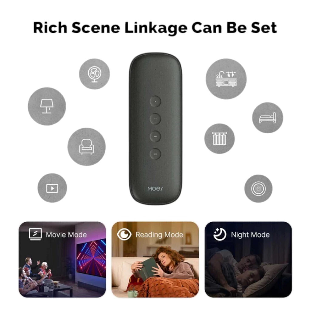 Control Remoto Zigbee MOES 4 Botones 12 Escenas Blanco - Imagen 4