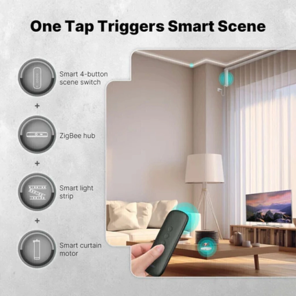 Control Remoto Zigbee MOES 4 Botones 12 Escenas Blanco - Imagen 6