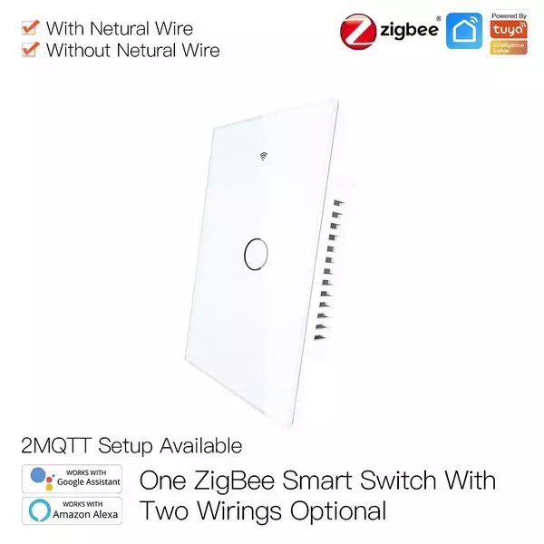 Interruptor Smart Pared Táctil ZigBee 1 Canal 600W 220V - Imagen 2