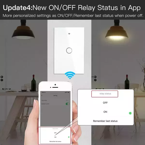 Interruptor Smart Pared Táctil ZigBee 1 Canal 600W 220V - Imagen 6