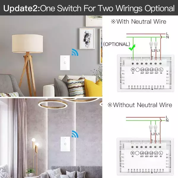 Interruptor Smart Pared Táctil ZigBee 4 Canales 600W 220V - Imagen 7
