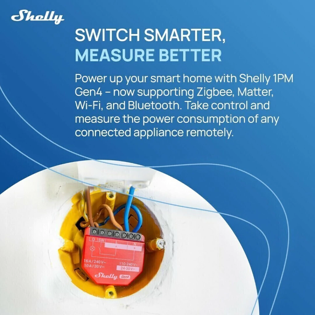 Shelly 1PM Gen4 - Relé - WIFI / Matter / Zigbee - Imagen 7