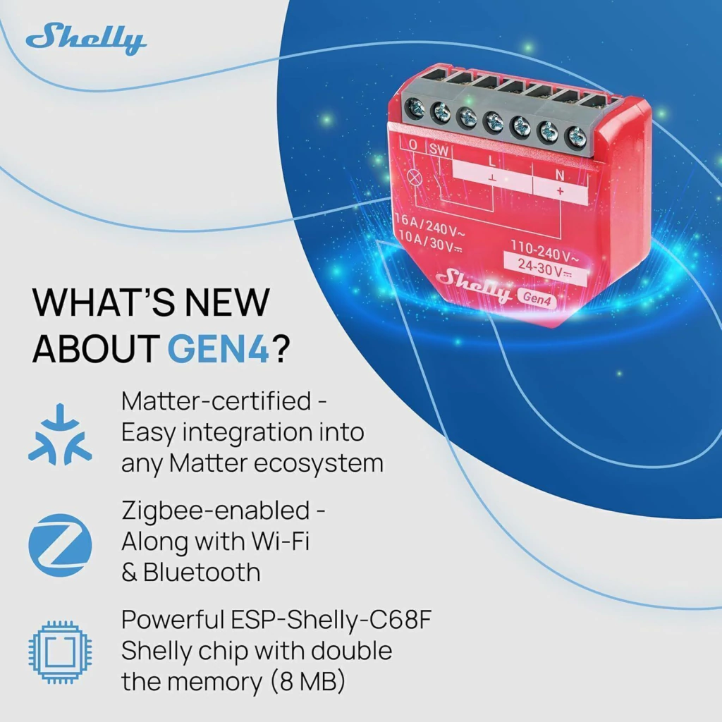 Shelly 1PM Gen4 - Relé - WIFI / Matter / Zigbee - Imagen 8