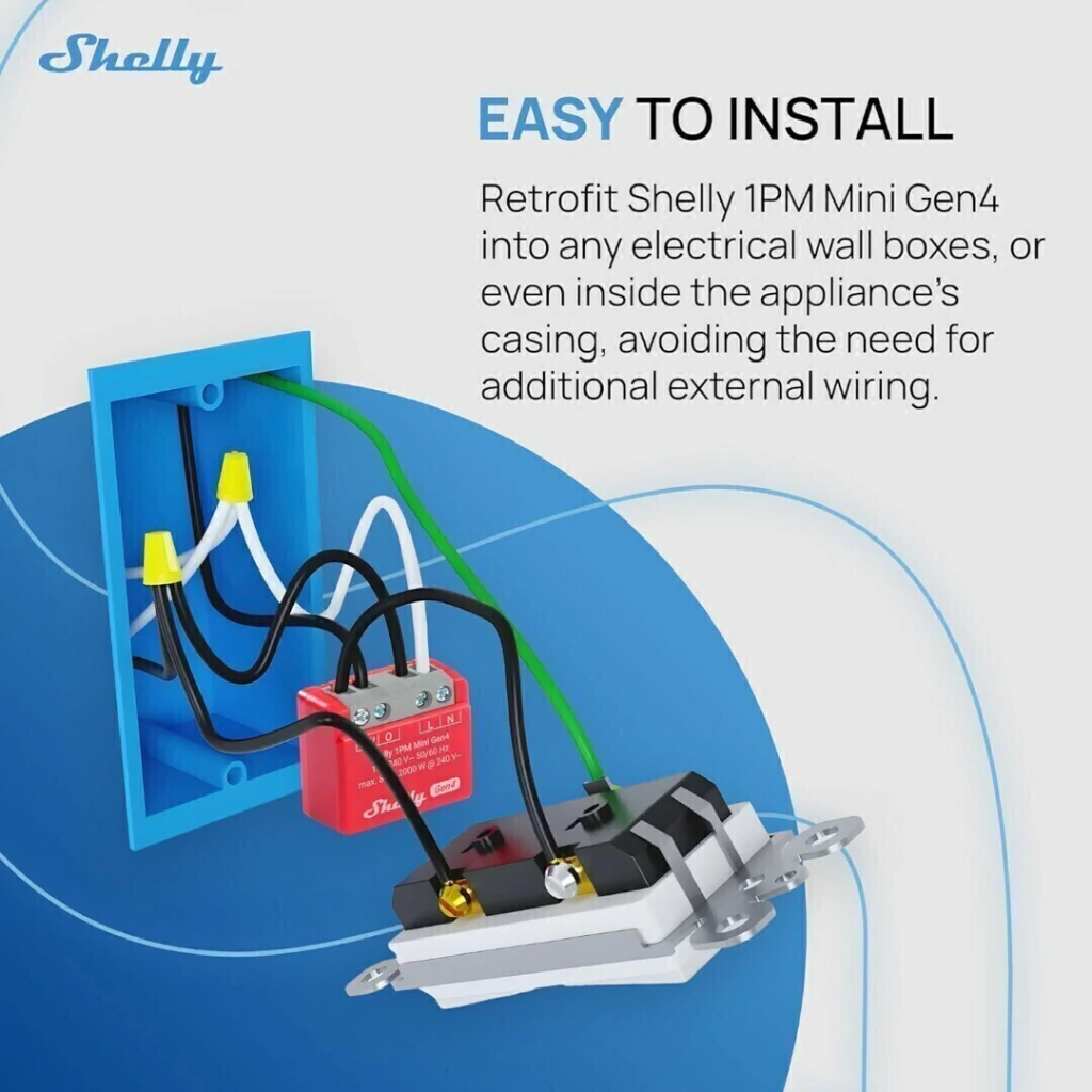 Shelly 1PM Mini Gen4 - Relé - WIFI / Matter / Zigbee - Imagen 4