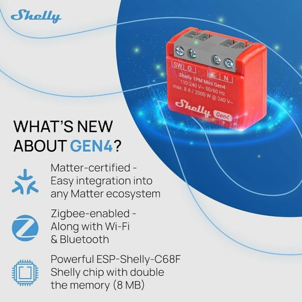 Shelly 1PM Mini Gen4 - Relé - WIFI / Matter / Zigbee - Imagen 7